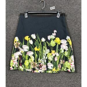 Victoria Beckham A-Line Skirt Womens Size M Tulip Print Black Mini Short